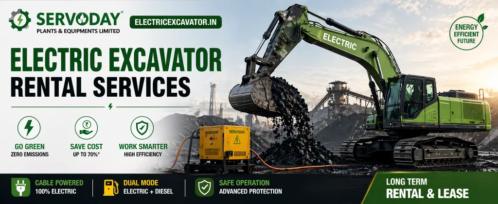 Electric excavator rental services in india – a complete guide by servoday plants & equipments limited